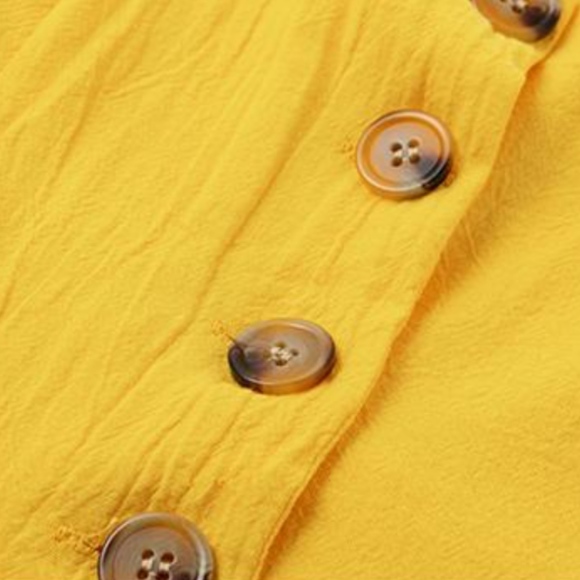 Yellow Buttoned Cami Fit and Flare Midi Dress - Picture 5 of 8